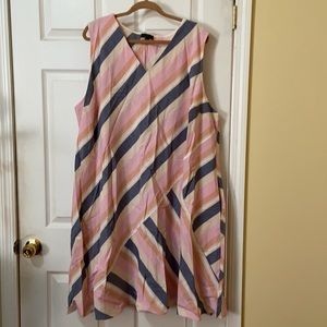 Striped V-Neck Swing Dress